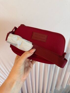 Sephora x Dagne Dover Burgundy Red Crossbody Pouch with Adjustable Strap